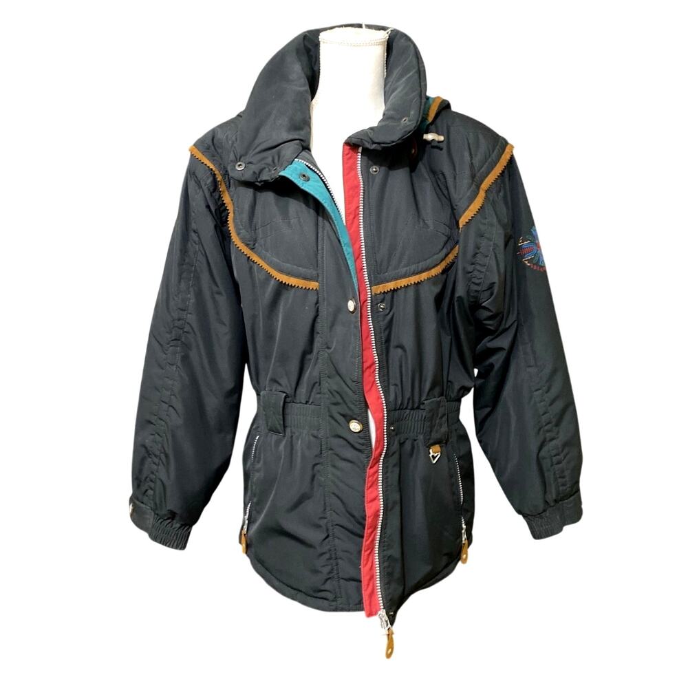 Vintage Obermeyer Ski Snow Jacket Womens Size 10 Thermolite Embroidered Retro